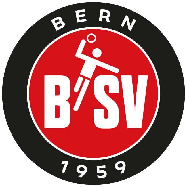 Logo des BSV Bern, mit einem roten Kreis mit einer stilisierten Figur, die Handball spielt, und großen weißen Buchstaben BSV. Der äußere schwarze Ring enthält oben den Schriftzug BERN und unten den Schriftzug 1959.