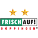 Logo von FRISCH AUF! Göppingen mit zwei goldenen Sternen über dem Namen. Der Schriftzug FRISCH AUF! steht in fetten weißen Buchstaben auf grünem und schwarzem Hintergrund, GÖPPINGEN steht in roter Schrift darunter.