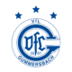 Das Logo des VfL Gummersbach zeigt ein blaues, kreisförmiges Emblem mit dem VfL Gummersbach 1861 und drei blauen Sternen darüber, alles auf weißem Hintergrund.