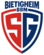 Schildförmiges Logo mit der Aufschrift „BIETIGHEIM BBM“ oben und einem großen „SG“ in der Mitte, vertikal in eine rote (links) und eine blaue (rechts) Hälfte geteilt.